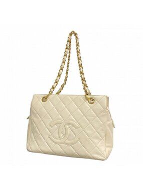 Chanel Chain Tote Quilted Lambskin Ivory Champagne Gold